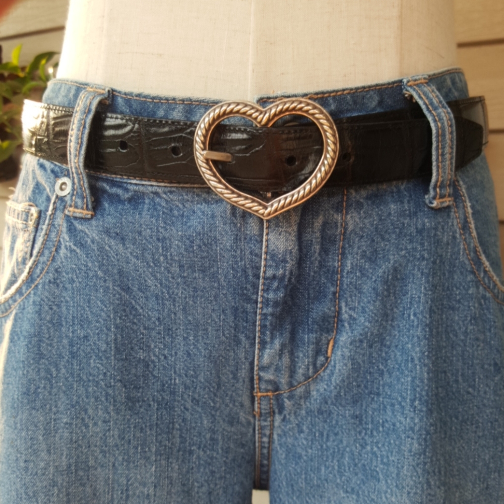 BRIGHTON ♡ Gorgeous Vintage 🤍 Buckle 2-Sided Black 'n Tan Leather Belt  ML|32